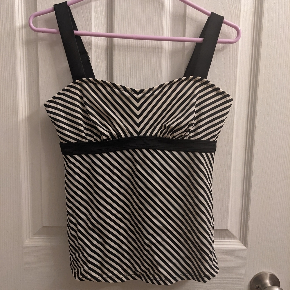 Tankini black and white stripes Athleta